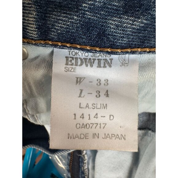 Vintage Distressed Edwin Tokyo Jeans L.A. Slim Fit W33 L34 90s - Picture 11 of 16